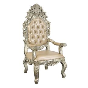 ACME DN01210 Sorina - Dining Chair (Set of 2) - PU & Antique Gold Finish - 60"