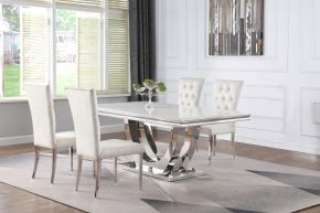 CoasterElevations 111101-S5W Kerwin - 5 Piece Rectangular Dining Table Set - White And Chrome