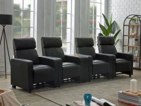 CoasterEveryday 600181-S4B Toohey - 5 Piece 4-Seater Upholstered Tufted Recliner Living Room Set - Black