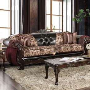 Furniture of America SM6415-SF Quirino - Sofa - Burgundy / Dark Brown
