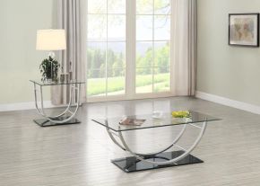 Coaster Fine Furniture 704988-S2 Danville - 2 Piece Glass Top Coffee And End Table Set - Chrome