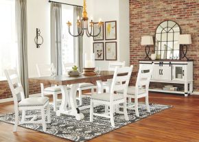 Signature Design by Ashley® D546/35/01(6)/60 Valebeck - White / Brown - 8 Pc. - Dining Room Table, 6 Side Chairs, Server