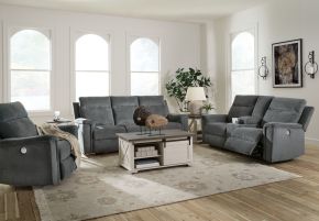 Signature Design by Ashley® 33202/87/96/98 Barnsana - Gravel - 3 Pc. - Power Reclining Sofa, Power Reclining Loveseat, Power Rocker Recliner