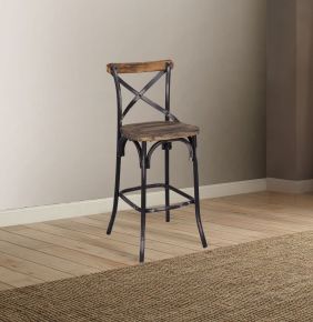 ACME 96640 Zaire - Bar Chair - Antique Black & Antique Oak