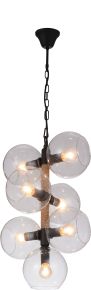 ACME 40092 Okee - Ceiling Lamp - Black Satin & Amber Glass