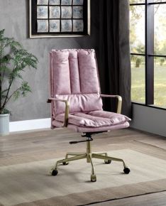 ACME OF00439 Tinzud - Office Chair - Pink Top Grain Leather