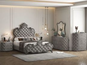 ACME BD01061EK Perine - Eastern King Bed - Gray Velvet