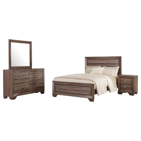 CoasterEveryday 204191KE-S4 Kauffman - 4 Piece Eastern King Bedroom Set - Washed Taupe