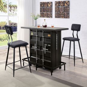 Furniture of America CM3789BK-BT Dicarda - Bar Height Table With LED Light - Black / Distressed Dark Oak