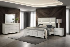 Coaster Fine Furniture 224951KW-S4 Olivia - 4 Piece California King Bedroom Set - Pearl White
