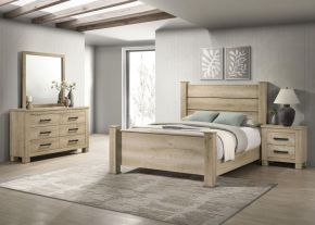 Coaster Fine Furniture 225101KE-S4 Oakglen - 4 Piece Eastern King Bedroom Set - Weathered Oak
