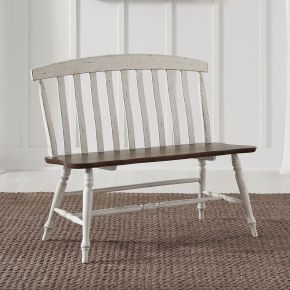 Liberty Furniture 741-C9000B Al Fresco - Slat Back Bench - Graphite & Whitestone