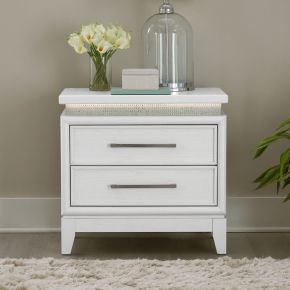 Liberty Furniture 781-BR61 Reflections - Nightstand With Lights and Charging Station - White