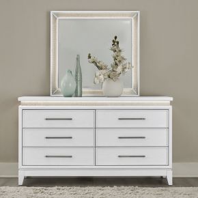 Liberty Furniture 781-BR-DM Reflections - Dresser & Mirror - Pearl White / Rhinestone