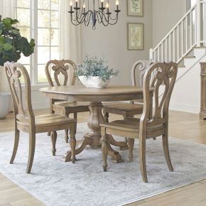 Liberty Furniture 244N-DR-O5PDS Liberty Furniture 244N-DR-O5PDS Magnolia Manor - 5 Piece Pedestal Table Set (Splat Back Side Chairs) - Weathered Bisque