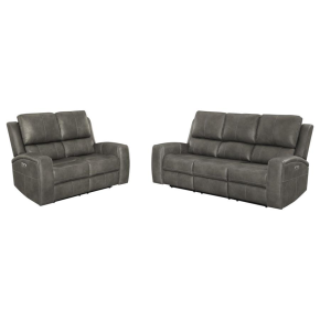 Coaster Fine Furniture 603431PPP-S2 Brickston - 2 Piece Triple Power Reclining Sofa Set - Charcoal