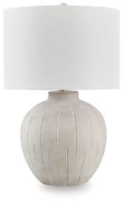 Signature Design by Ashley® L235824 Calbert - Poly Table Lamp - Warm Gray
