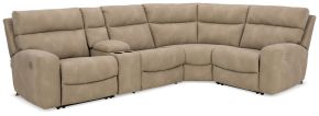Signature Design by Ashley® 61004S5 Next-Gen Durapella - 5-Piece Power Reclining Sectional With Storage Console - Sand