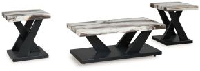 Ashley Furniture T403-13 Cendill - Occasional Table Set (Set of 3) - Dark Brown / White / Black