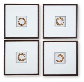 Ashley Furniture A8000491 Dallbourne - Wall Art Set (Set of 4) - White / Gold Finish