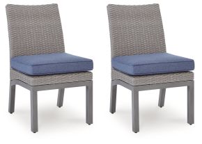 Ashley Furniture PCP418-601 Half Moon Beach - Side Chair With Cushion (Set of 2) - Blue / Gray