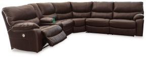 Signature Design by Ashley® U82902S1 Family Circle - Dark Brown - 3-Piece Power Reclining Sectional With Laf Power Reclining Loveseat With Console
