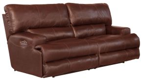 Catnapper 64581-1283/19-3083/19 Wembley - Italian Leather Match Power Layflat Reclining Sofa With Power Adjustable Headrest - Walnut