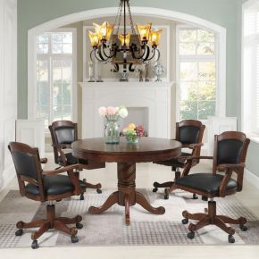 CoasterEssence 100871-S5 Turk - 5 Piece Dining And Game Table Set - Tobacco