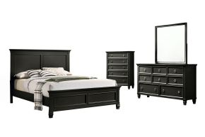 New Classic 02-044B-34C Tamarack - 5/0 Queen 4 Piece Bedroom Set (Bed, Dresser, Mirror, Chest) - Black