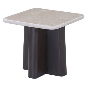 ACME LV04766 Jacory - End Table With Bottocino Marble Top - Beige / Espresso