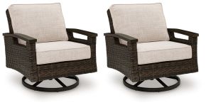 Signature Design by Ashley® PCP760-821 Monterey Point - Swivel Lounge Chair (Set of 2) - Dark Brown