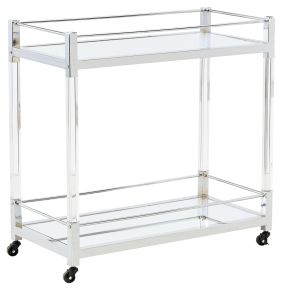 Ashley Furniture A4000501 Chaseton - Bar Cart - Clear / Silver Finish