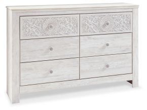 Signature Design by Ashley® B181-31 Paxberry - Six Drawer Dresser - Medallion Drawer Pulls - Whitewash