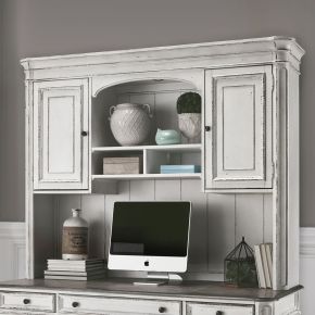 Liberty Furniture 244-HO132 Magnolia Manor - Jr Executive Credenza Hutch - Antique White