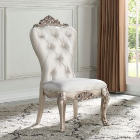 ACME 67442 Gorsedd - Side Chair (Set of 2) - Cream Fabric & Golden Ivory