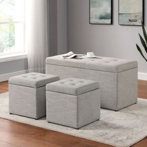 Furniture of America CM-AC394 Daryn - Storage Bench With Ottoman - Beige