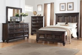 New Classic 00-2264-34C Sevilla - 5/0 Queen 4 Piece Bedroom Set (Bed & Dresser & Mirror & Chest) - Dark Brown