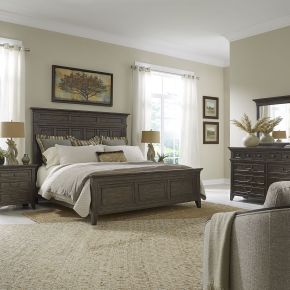 Liberty Furniture 297-BR-CPDMN Liberty Furniture 297-BR-CPDMN Paradise Valley - 4 Piece Bedroom Set (California King Panel Bed, Dresser & Mirror, Nightstand) - Saddle Brown
