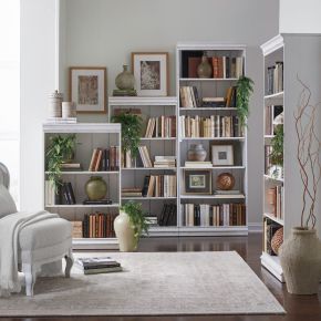 Liberty Furniture 244-HOJ-SBW Magnolia Manor - 4 Piece Stepped Bookcase Set - Antique White