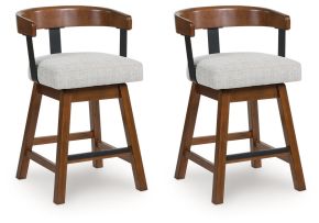 Signature Design by Ashley® D594-224 Ralene - Upholstered Swivel Barstool (Set of 2) - Medium Brown