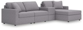 Signature Design by Ashley® 92104S40 Modmax - 4-Piece Sectional With Raf Corner Chaise And Storage Console - Granite