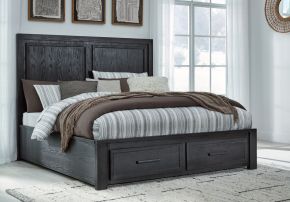 Signature Design by Ashley® B989/57/54S/96 Foyland - Black / Brown - Queen Panel Storage Bed