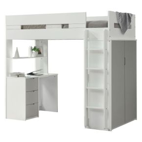 ACME 38050 Nerice - Twin Loft Bed With Desk & Wardrobe - White & Gray
