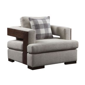 ACME 54852 Niamey - Chair With Pillow - Fabric & Walnut