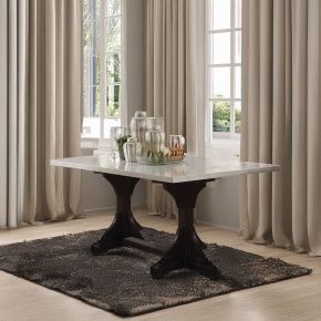 ACME 60180 Gerardo - 30" Dining Table - White Marble Top & Weathered Espresso
