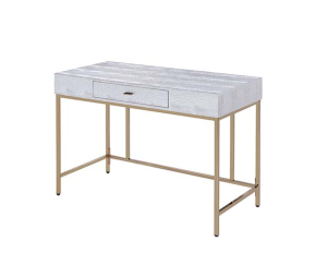 ACME AC00893 Piety - Vanity Desk - Silver PU & Champagne Finish