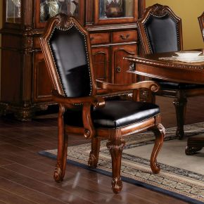 ACME 10039A Chateau De Ville - Chair (Set of 2) - Black PU & Cherry
