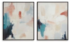 Signature Design by Ashley® A8000415 Caldish - Blue / White / Pink - Wall Art Set (Set of 2)