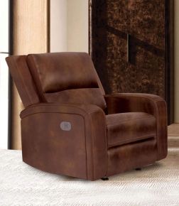 Furniture of America CM9924MB-CH-PM Soterios - Power Recliner - Medium Brown