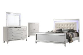 New Classic 02-9698W-34C Valentino - Queen 5 Piece Bedroom Set(Bed, Dresser, Mirror, Chest) - White